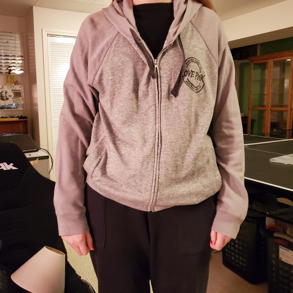 Grey PINK Zip-Up Sweatshirt - Picture 6 of 6